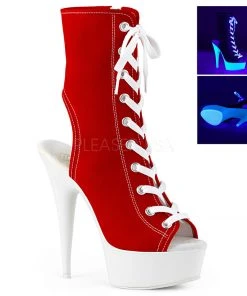 Pleaser DELIGHT-1016SK Boots Red Canvas