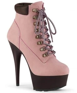 Pleaser DELIGHT 600TL 02 Boots Pink Nubuck All Footwear