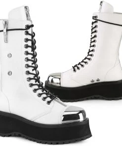 Demonia GRAVEDIGGER-14 Boots White Mens Fetish Boots