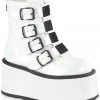 Demonia DAMNED105 White Boots Gothic Boots