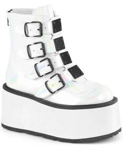 Demonia DAMNED105 White Boots Gothic Boots
