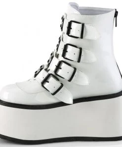 Demonia DAMNED105 White Boots Gothic Boots