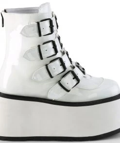 Demonia DAMNED105 White Boots Gothic Boots