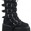 Gothic Boots Demonia DAMNED-225 Boots Black Velvet