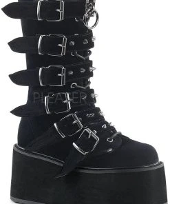 Gothic Boots Demonia DAMNED-225 Boots Black Velvet