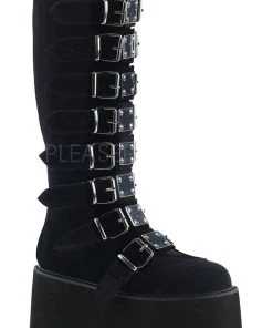 Demonia DAMNED 318 Boots Black Velvet