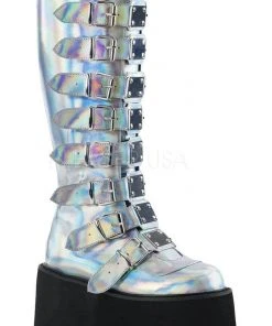 All Footwear Demonia DAMNED-318 Boots Silver