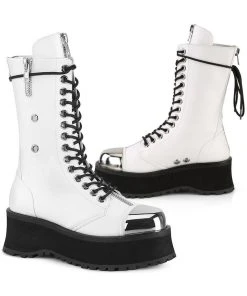 Demonia GRAVEDIGGER-14 Boots White Mens Fetish Boots
