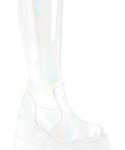 Demonia Shaker 65 Boots White Ladies Fetish Boots