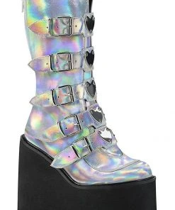Demonia SWING-230 Boots Silver Ladies Fetish Boots