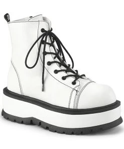Demonia Slacker 55 Boots White Gothic Boots