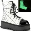 Demonia Slacker 88 White Boots Gothic Boots