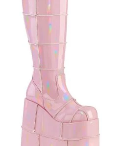 Mens Fetish Boots Demonia STACK 301 Pink Boots