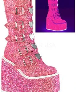 All Footwear Demonia SWING 230G Boots Pink