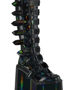 Demonia SWING 815 Black Holographic Boots Gothic Boots