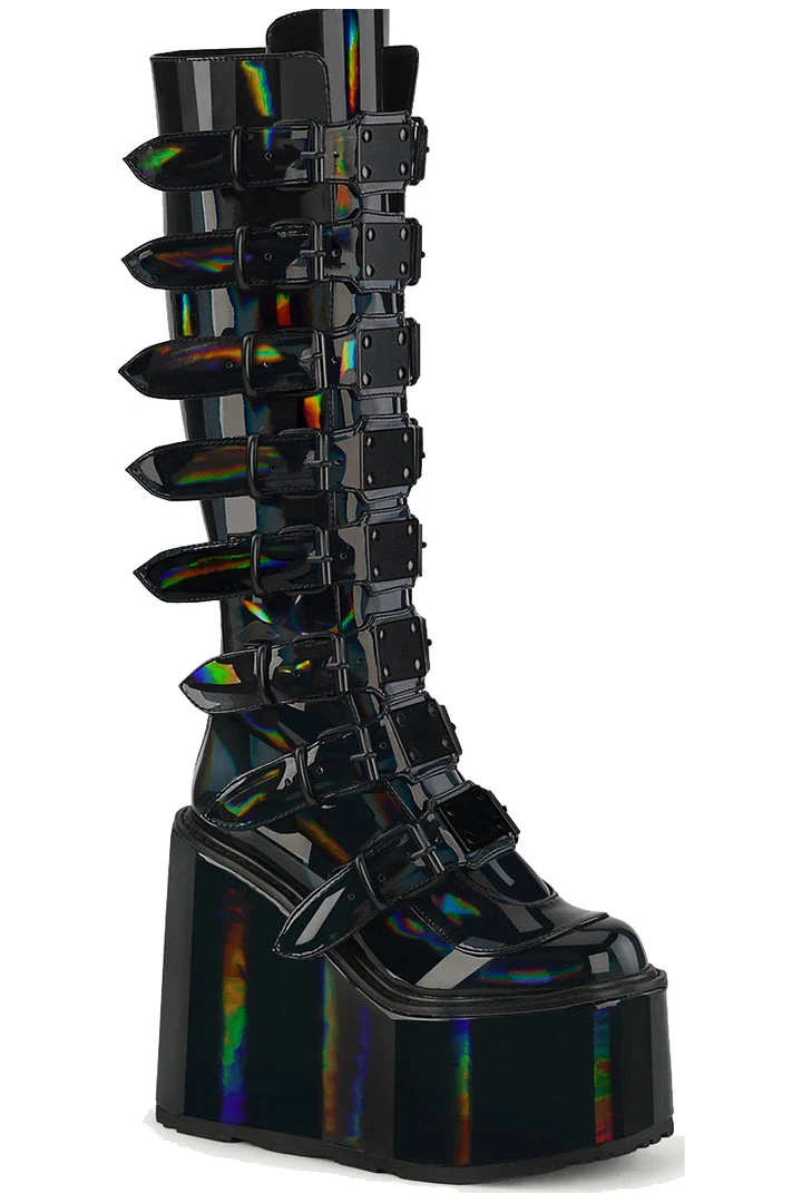 Demonia SWING 815 Black Holographic Boots Gothic Boots 3 Demonia SWING 815 Black Holographic Boots Gothic Boots