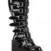 Demonia Patent Swing 815WC Wide Calf Boots Gothic Boots