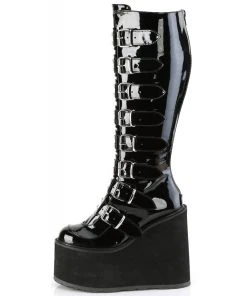 Demonia Patent Swing 815WC Wide Calf Boots Gothic Boots 9 Demonia Patent Swing 815WC Wide Calf Boots Gothic Boots