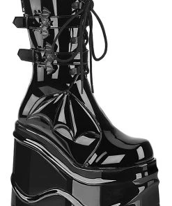 Demonia Wave 150 Boots Patent Gothic Boots