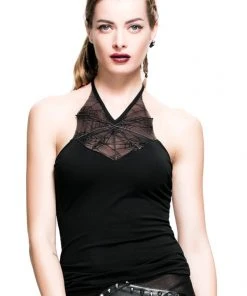 Ladies Gothic Clothing Devil Fashion Black Widow Halterneck Top