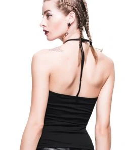 Ladies Gothic Clothing Devil Fashion Black Widow Halterneck Top