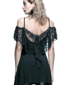 All Ladies Clothing Devil Fashion Elegant Gothic Lace Drop Top (Small)