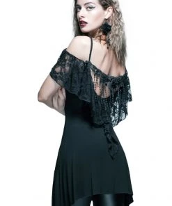 All Ladies Clothing Devil Fashion Elegant Gothic Lace Drop Top (Small)