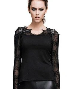 Devil Fashion Spiderweb Lace Sleeve Top