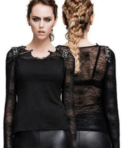 Devil Fashion Spiderweb Lace Sleeve Top