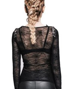 Devil Fashion Spiderweb Lace Sleeve Top