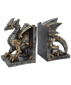 Nemesis Now Dracus Machina Bookends Steampunk Dragon 27cm Steampunk Homeware