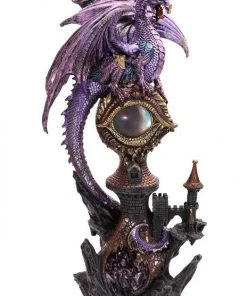 Puckator Dragon Figurine On Castle With LED Dragon Eye 51cm All Homeware
