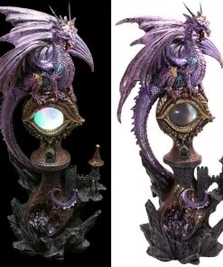 Puckator Dragon Figurine On Castle With LED Dragon Eye 51cm All Homeware