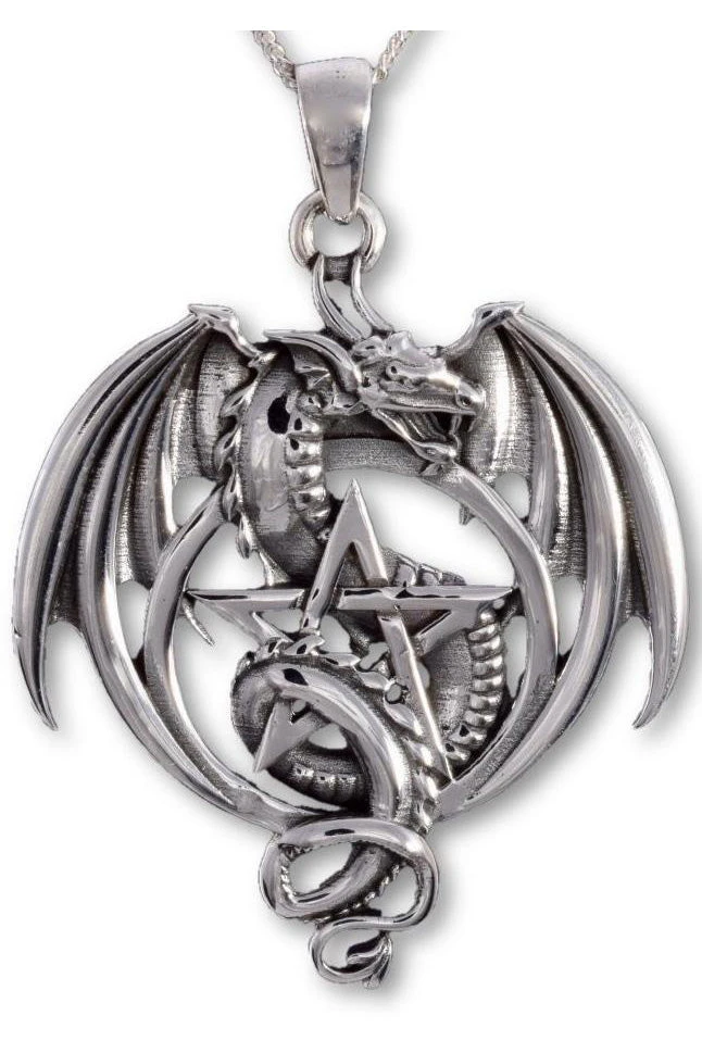 Gothic Jewellery Seventh Sense Dragon With Pentagram Pendant Silver 3 Gothic Jewellery Seventh Sense Dragon With Pentagram Pendant Silver