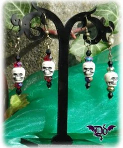 All Jewellery Dragophelion Designs Bronze Halloween Skull Earrings - 2 Colours