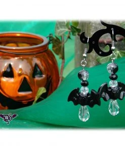 Dragophelion Designs Halloween Bat Earrings Gothic Dark Moon