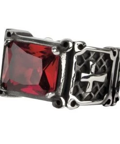Echt EtNox Red Crystal Cross Ring Gothic Jewellery