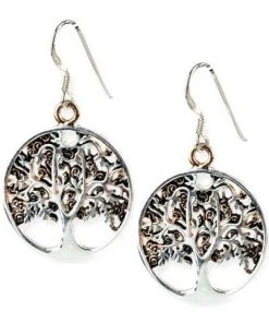 All Jewellery Echt EtNox Bronze Silver Plated Tree Of Life Earrings