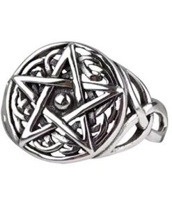 Gothic Jewellery Echt EtNox Celtic Pentagram Ring Sterling Silver