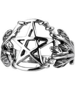 Gothic Jewellery Echt EtNox Gothic Pentagram Ring Sterling Silver