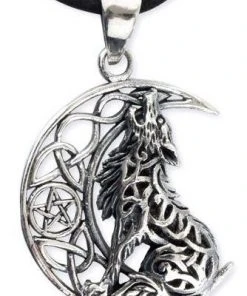 Echt EtNox Howling Wolf In Moon Pendant 925 Silver