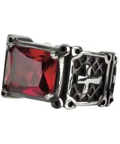 Echt EtNox Red Crystal Cross Ring Gothic Jewellery