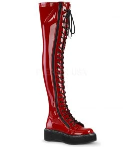 Demonia EMILY 375 Boots Red Ladies Fetish Boots