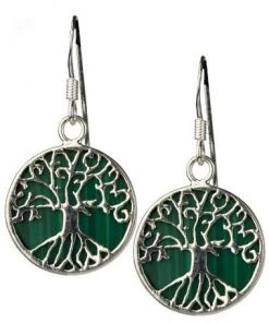 Echt EtNox Silver Tree Of Life Malachite Earrings All Jewellery
