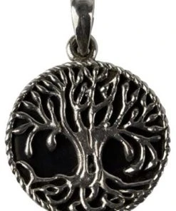 Echt All Jewellery EtNox Silver Tree Of Life Onyx Pendant