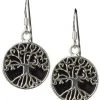 Echt All Jewellery EtNox Silver Tree Of Life Onyx Earrings