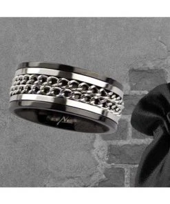 Echt EtNox Double Chain Ring Gothic Jewellery