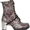 New Rock Boots New Rock Red Metallic Vintage Flower Ankle Boots M.TR001-S6 Gothic Boots