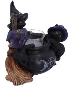Nemesis Now Witchy Homeware Familiar Cauldron Witches Cat Candle Holder