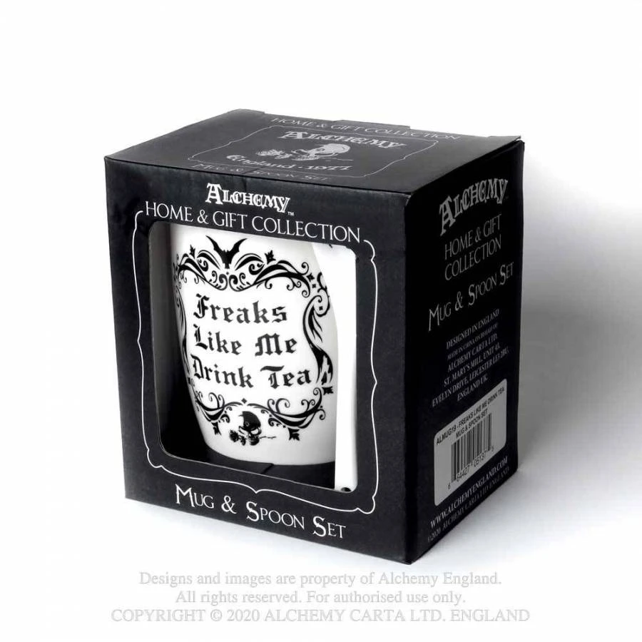 Alchemy Gothic Steampunk Homeware Alchemy Freaks Like Me Drink Tea Mug And Spoon Set 4 Alchemy Gothic Steampunk Homeware Alchemy Freaks Like Me Drink Tea Mug And Spoon Set